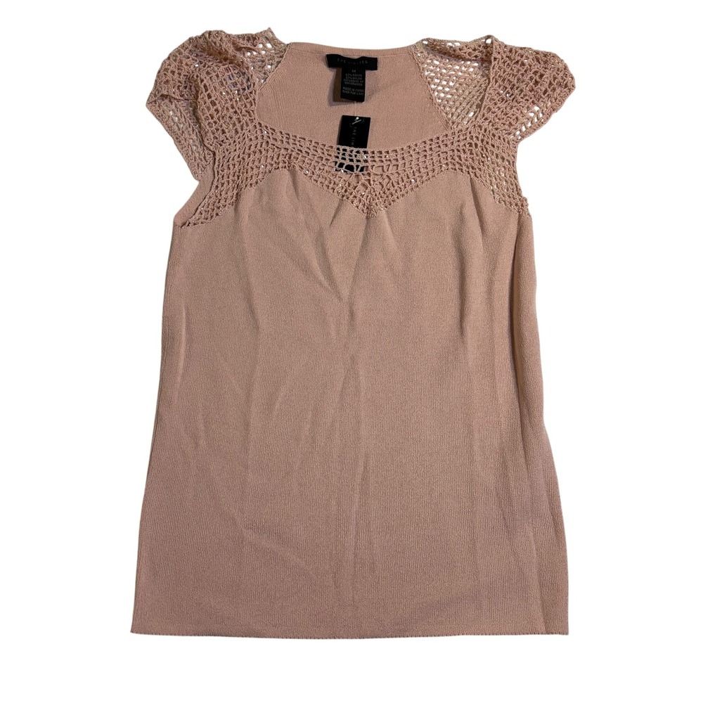 The‎ Limited Crochet Knit Top Sleeveless Beaded Blouse Pink Casual Tank Size M